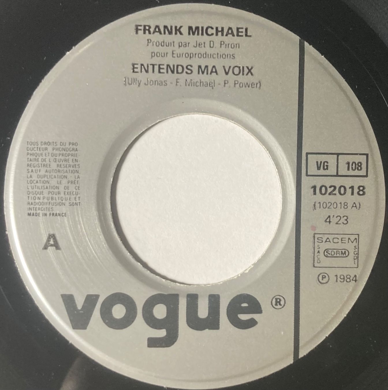 Schallplatten: FRANK MICHAEL - ENTENDS MA VOIX – Gebraucht aus Poliez-Pittet von Newtown-Records 2