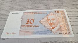 Seltene 10 KM Banknote Bosnien und Herzegowina Konvertible