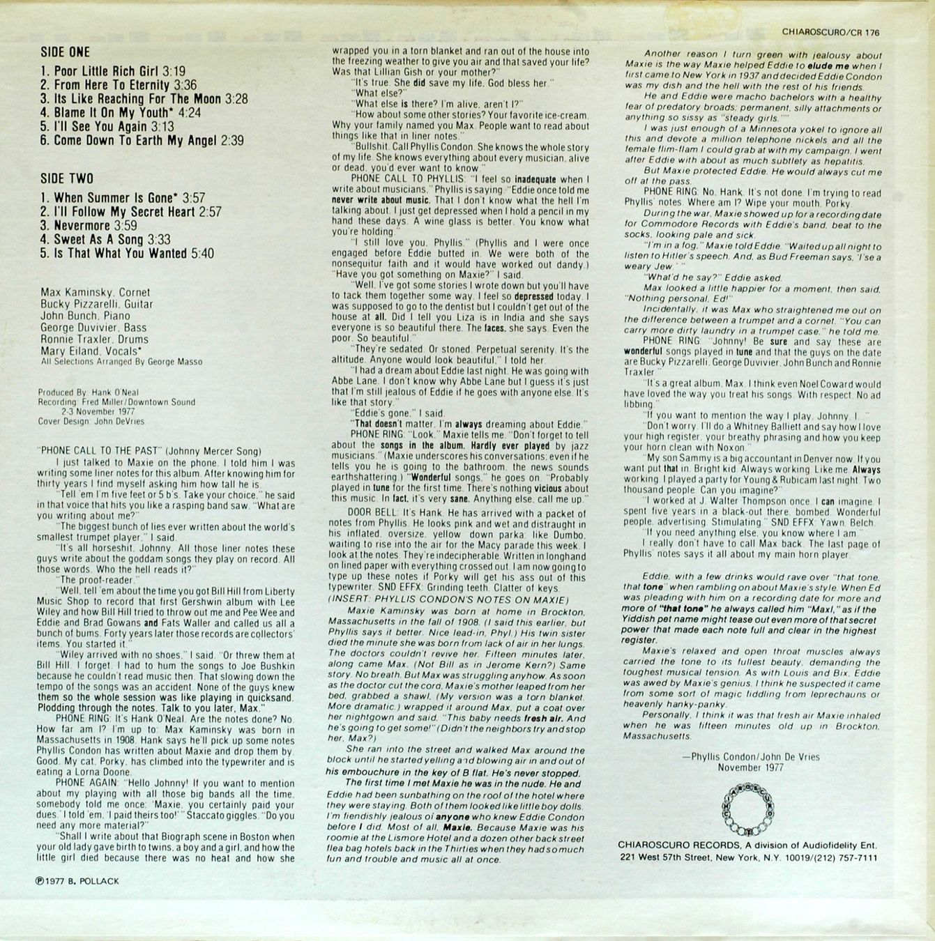 Dischi in vinile: Jazz-LP: Max Kaminsky "When summer is gone" (Chiarascuro) – Usato da Hochfelden venduto da mue_lhm9 1