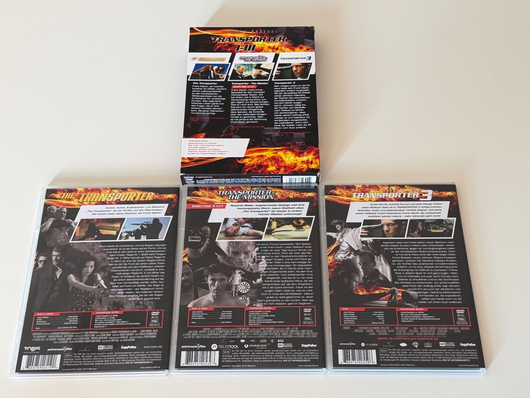 Tutti i DVDs: Transporter Trilogie Box 3 DVDs guter Zustand – Usato da Altstätten SG venduto da sheamus 1