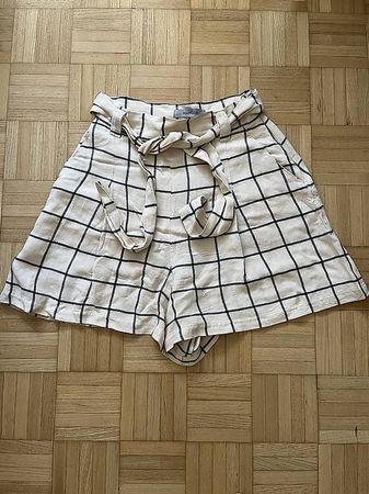 Marella Kurz-Hose kariert beige/schwarz Grösse 34