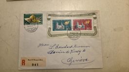 1955 Lausanne Block mit R Brief nach Genf