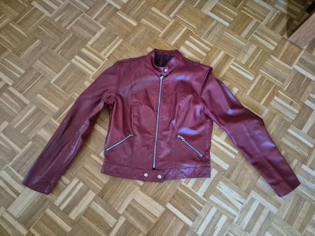 Modische Lederjacke von Modissa, bordeauxrot, Gr. 38