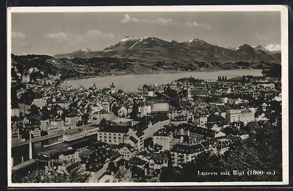 Ansichtskarten: AK Luzern, Teilansicht mit Rigi, 1935 – Gebraucht aus Berlin von bartko-reher
