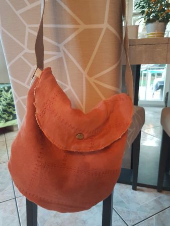 Sac à bandoulière daim et cuir fait main