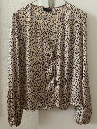 Topshop Animal Print Long Sleeve Blouse - Size 6/38/10