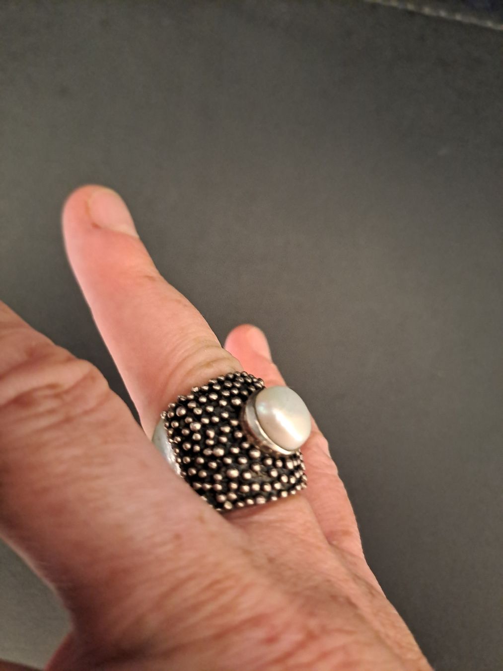 Bagues: Wunderschöner Silber Ring mit echter Perle, 925, Grösse: 57 – D'occasion à Belp par bea_2752 1