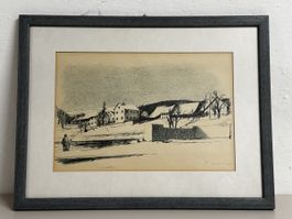 Fritz Deringer (1903-1950) Lithographie Handsigniert gerahmt