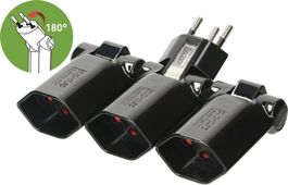 Mehrfachstecker Clip-Clap 3×T13 schwarz mit Kinderschutz