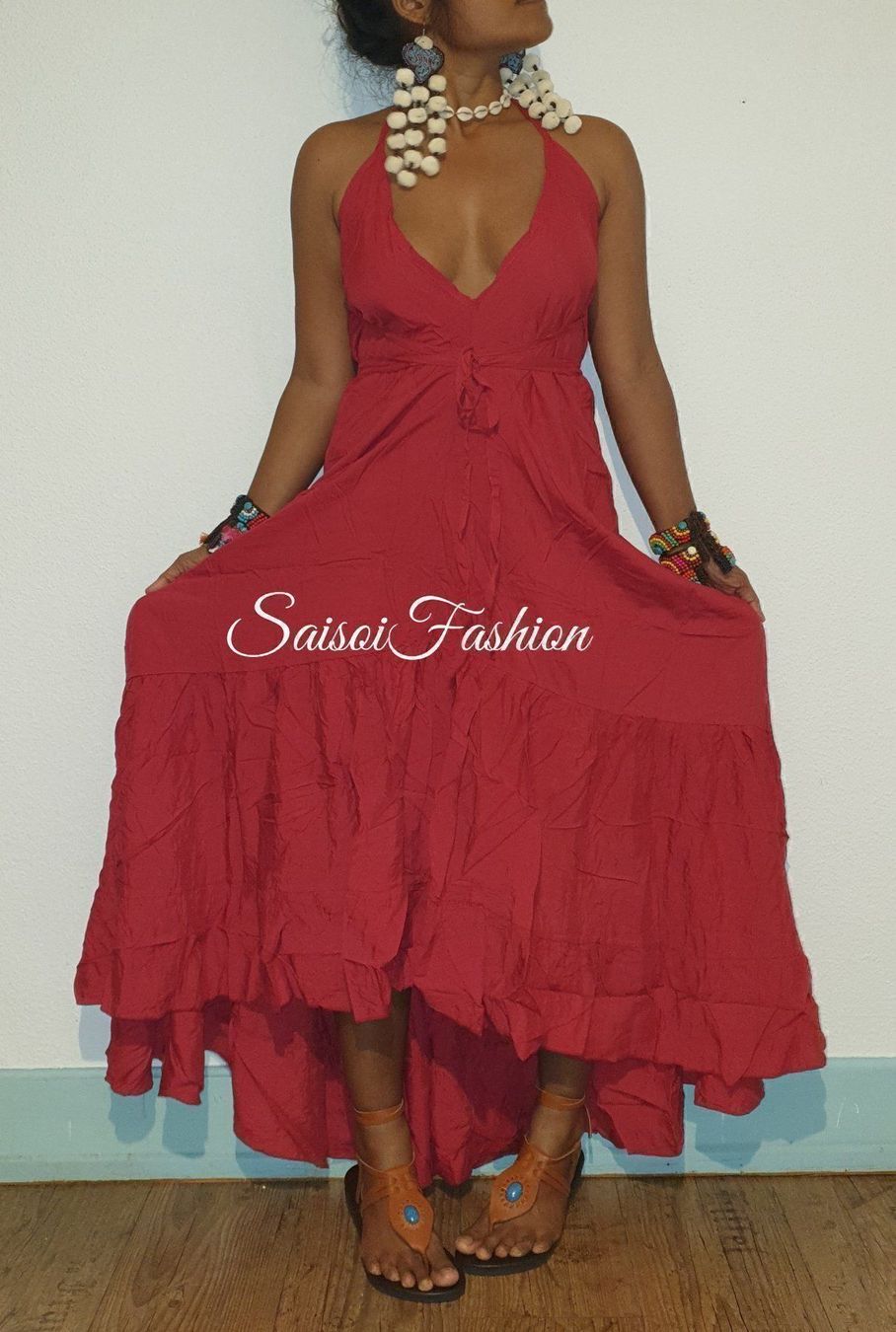 Vestiti: Sommer Boho  Strand rotes Maxikleid XS-L – Nuovo e nell'imballaggio originale da Ebmatingen venduto da SaisoiFashion 2