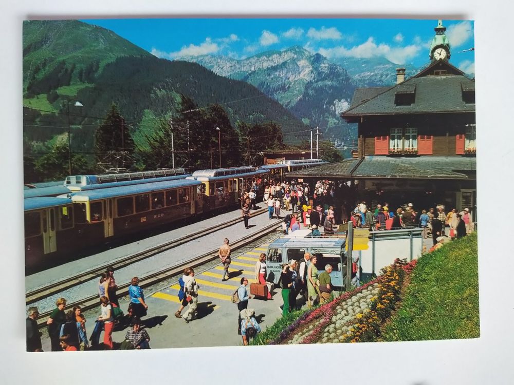 WAB, Bahnhof, Bahn in Wengen datiert 1985 Kaufen auf Ricardo