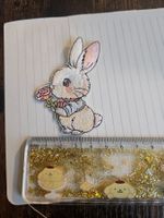 Aufnäher Hase mit Rose (leicht glänzend)
