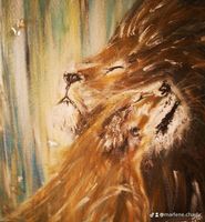 Acrylbild liebende Löwen