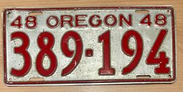 USA - Original Oregon Nummernschild von 1948 - Rarität!