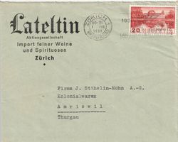 Brief mit Reklame VERMOUTH - Luzern 1938
