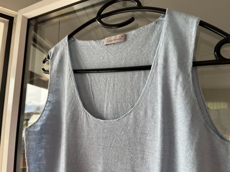 Handmade Leinen Top hellblau