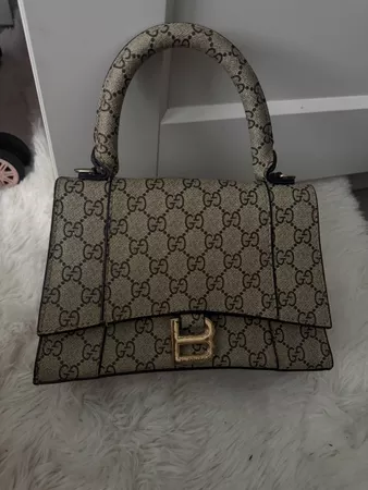 Hourglass Handbag beige brown used
