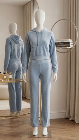 Juicy Couture Velour Tracksuit Light Blue Size M
