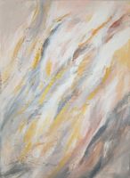 Abstraktes Acrylbild, Unikat, Gold Grau Beige Rosa 50x70 cm