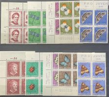 Pro Juventute Marken; 4-er Blöcke ** von 1951 bis 1957