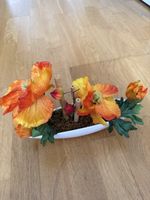 Deko Mohnblumen Arrangement mit Schale neuwertig