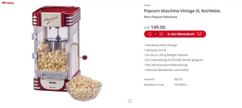 Popcorn öl Für Popcornmaschine ZZYYZZ Hand-Popcorn-Maschine Für Zuhause, Mini-Popcorn-Maschine Popcorn Cannon