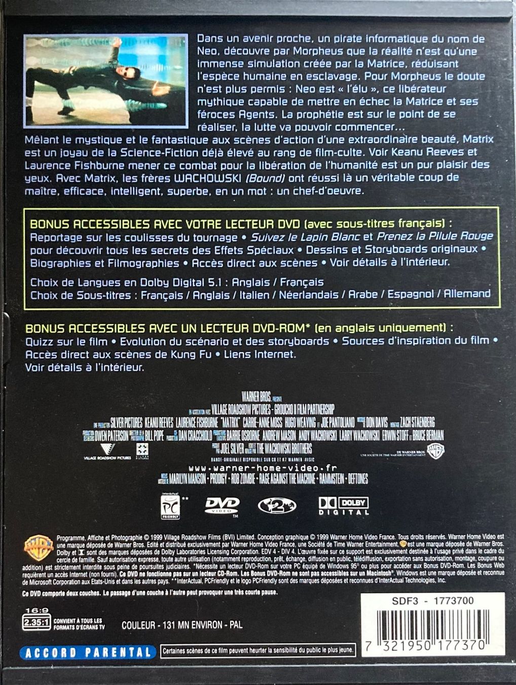 Tutti i DVDs: MATRIX - CROIRE A L'NCROYABLE – Usato da Poliez-Pittet venduto da Newtown-Records 1