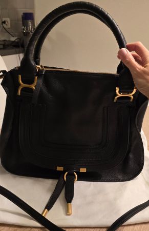 Chloé Marcie Handtasche Schwarz Leder Gold NEU