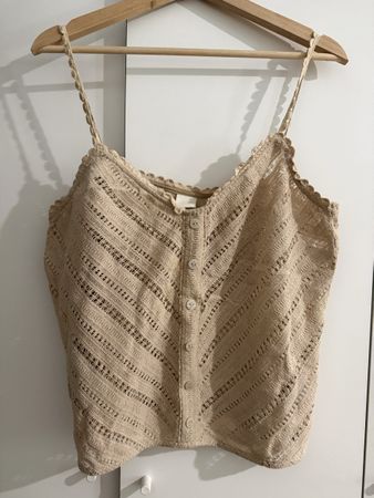 Damen Top H&M beige mit Knopfleiste Grösse M neuwertig