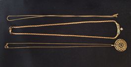 3 "goldene"  Ketten - ohne Punzen - 2 x mit Anhänger
