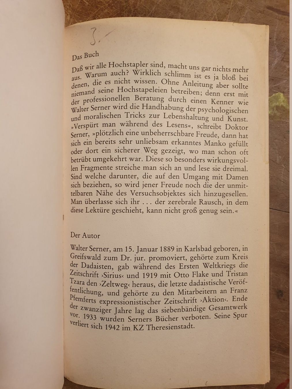 Libri: Letzte Lockerung - Walter Serner – Usato da Zürich venduto da loosebone 1