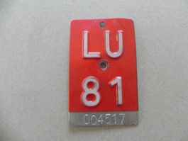 Velonummer Rad Velo Nummer LU 81 Luzern 1981 Geschenk
