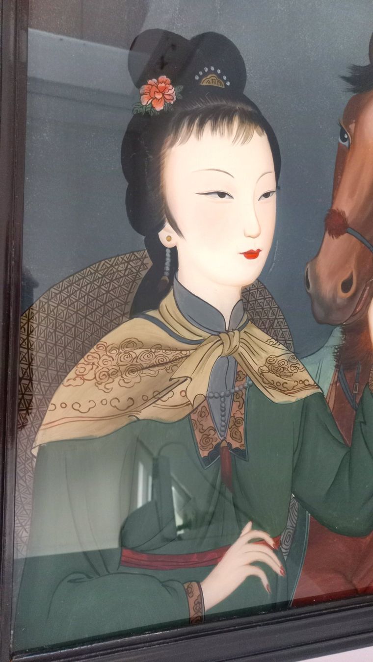 Gemälde: Alte chinesische Hinterglasmalerei, handgemalt – Gebraucht aus Bévilard von Orscha 1
