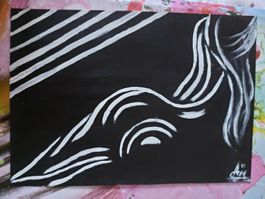 Dipinto moderno arte astratta nudo bianco nero zebra ‪‪‪