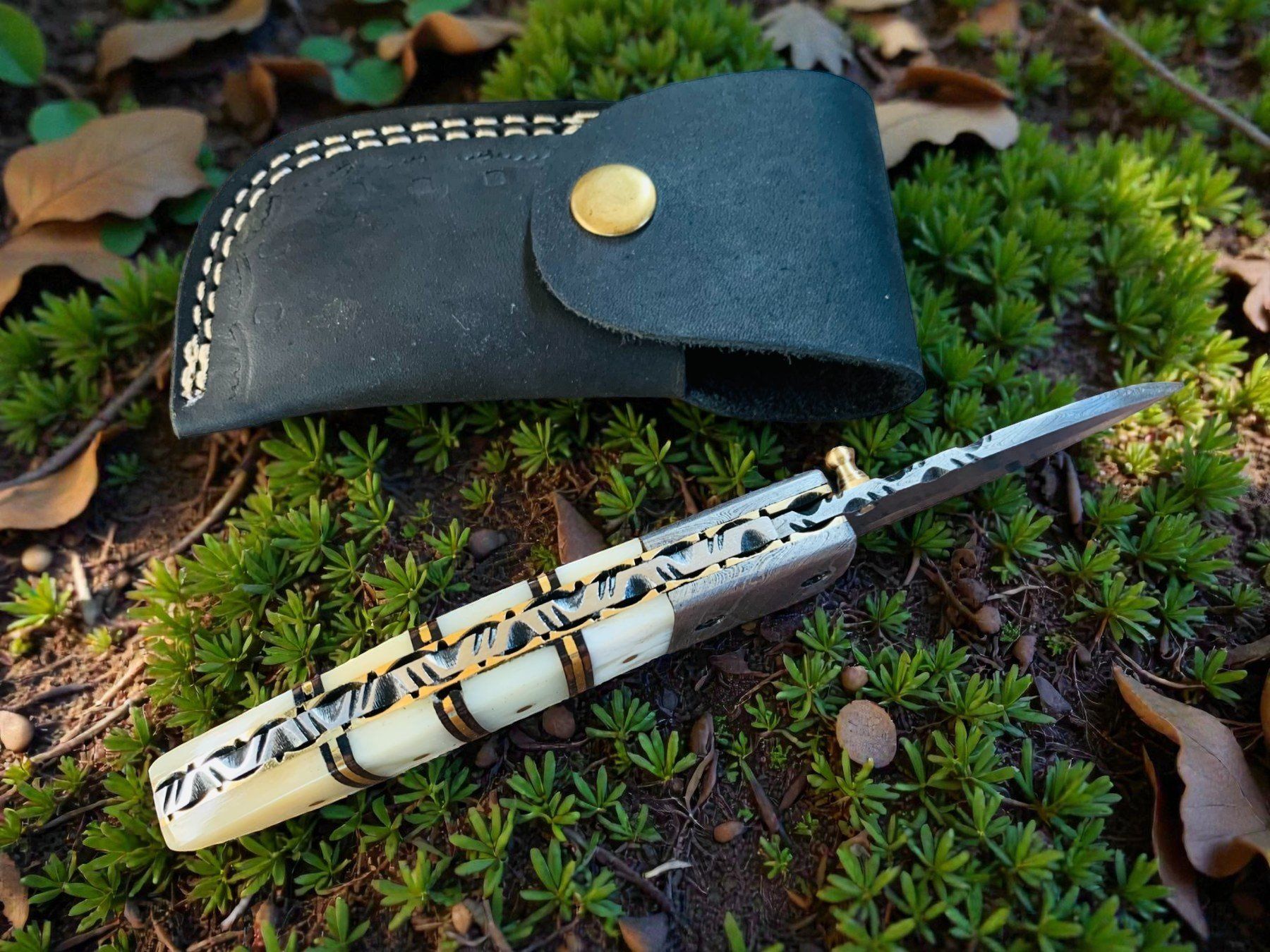 Coltelli tascabile: Damast Messer Klappmesser HANDMADE 19cm bergmann No. 02 – Nuovo e nell'imballaggio originale da Bergdietikon venduto da shopAgent 5
