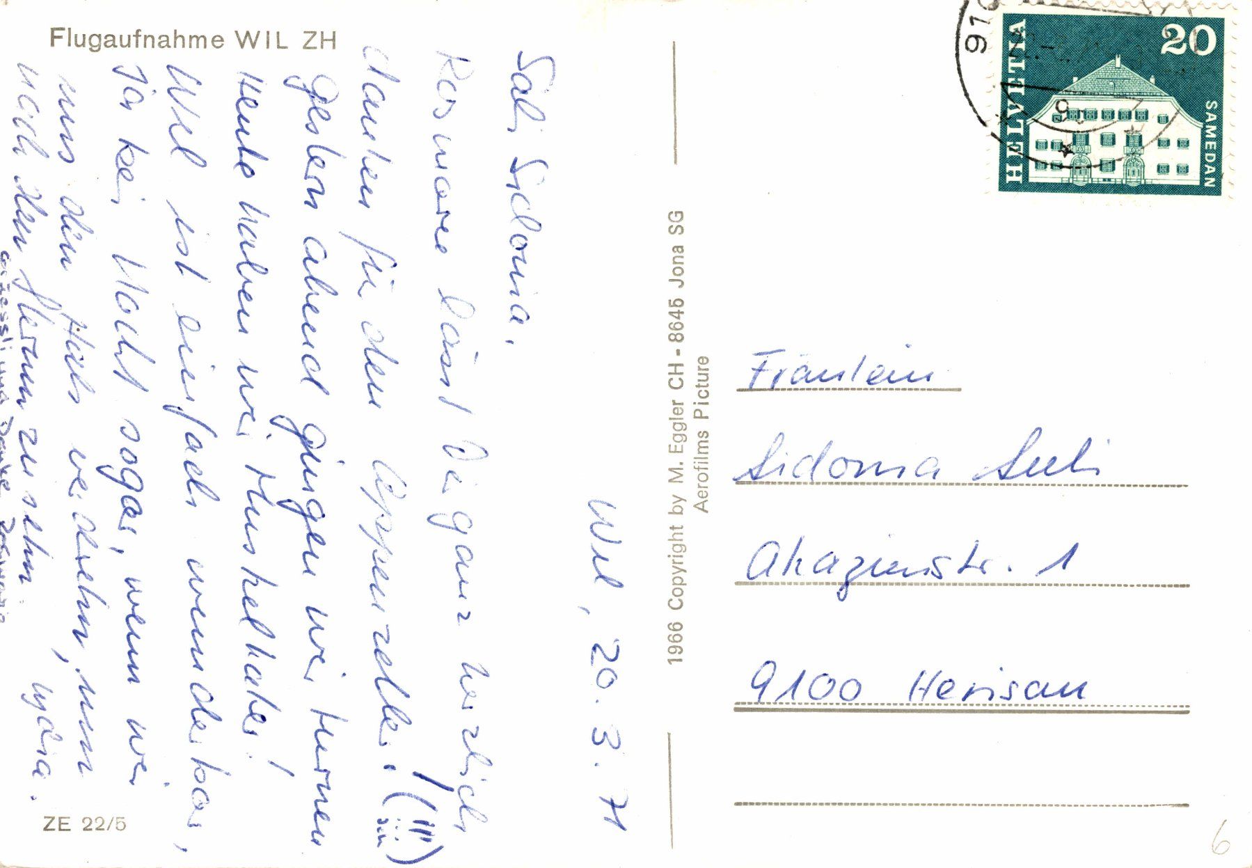 Cartoline postali: Flugaufnahme Wil ZH – Usato da Bronschhofen venduto da Astore 1