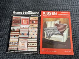 Bunte Stickerein und Kissen gestrickt - gehäkelt 2 Hefte