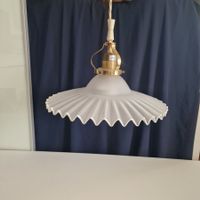 Wunderschöne Vintage-Lampe im Jugendstil, Opalglas und Messi