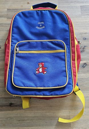 Kinderrucksack rot-blau mit Teddy Motiv guter Zustand