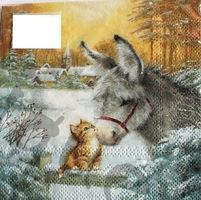 Serviette donkey and kitten 25x25 (1208)