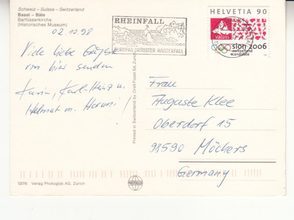 Cartoline postali: Basel 1998 – Usato da Bürglen TG venduto da StampGraf 1