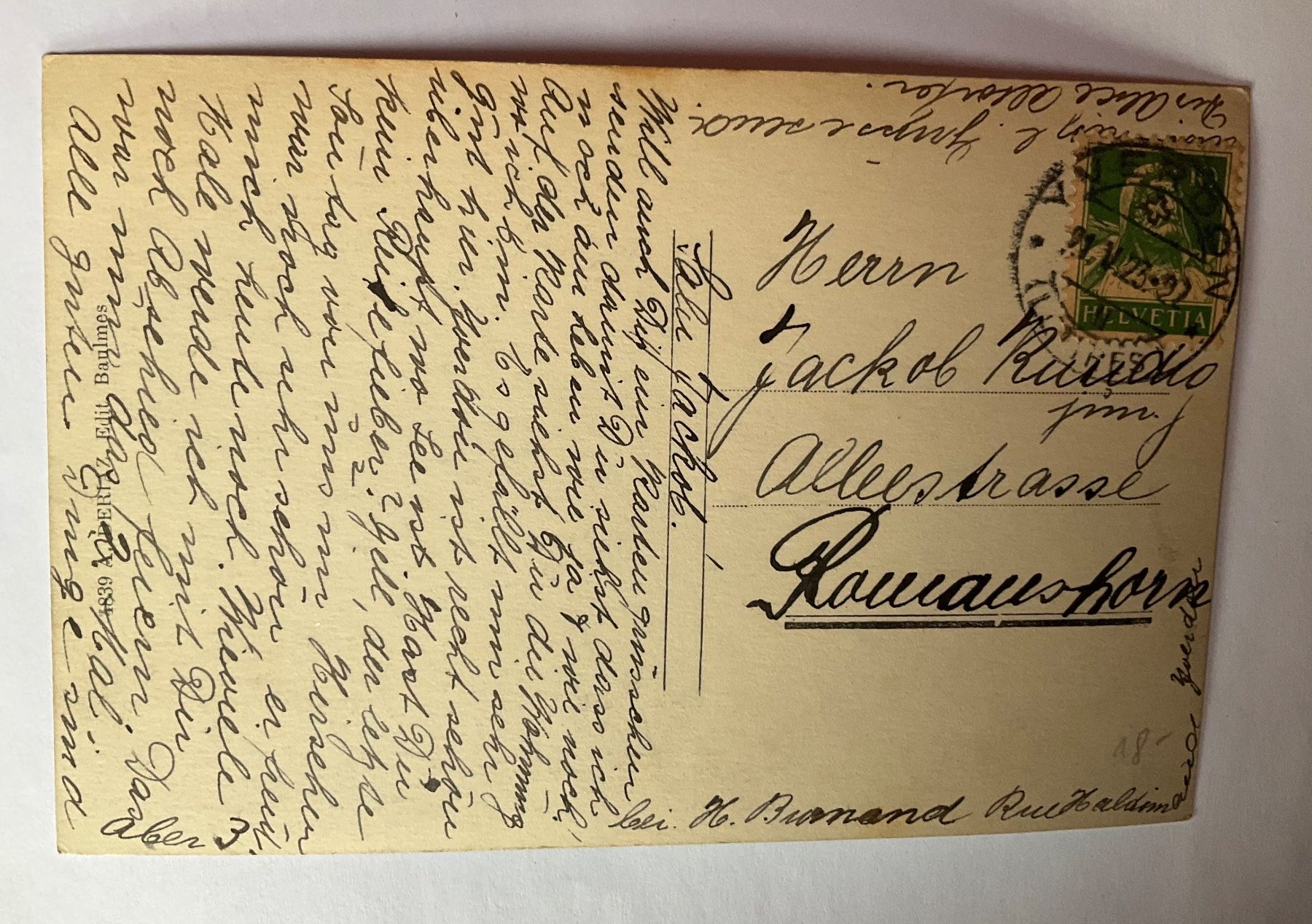 Cartoline postali: Yverdon - Rue Haldimand, 1923 – Usato da Schlieren venduto da zoro18 1