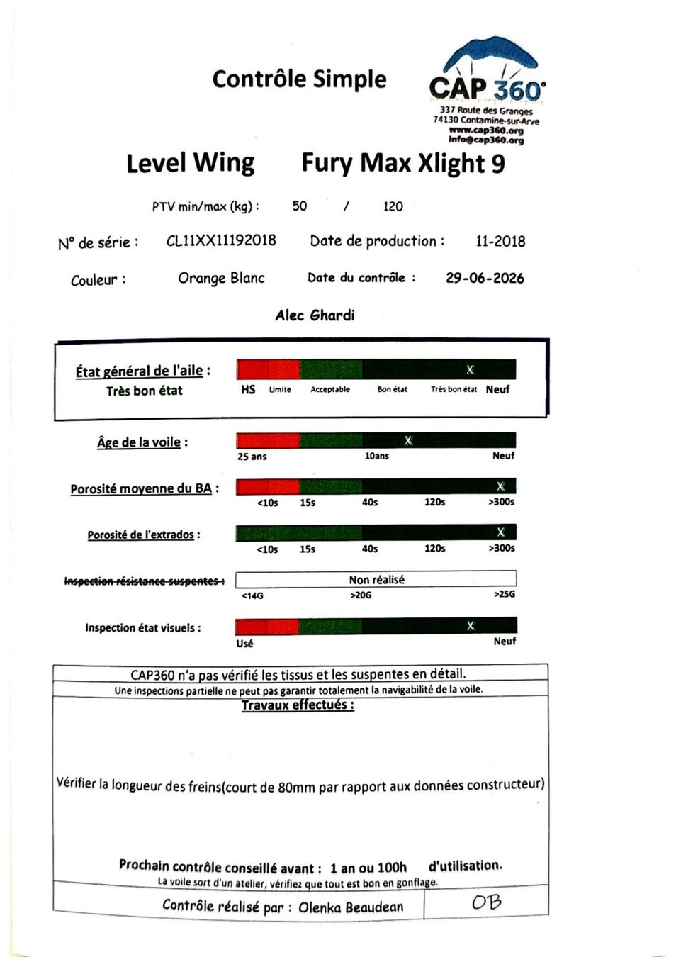 Sport dell'aria & Aquiloni: Fury Max Xlight 9 - Level Wings - très bon état – Usato da Lausanne venduto da Al3x 7