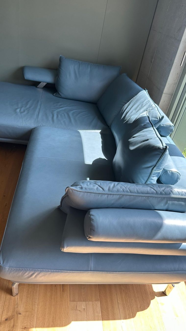 Knoll Divani: Dieter Knoll ECKSOFA Echtleder Blau/Grau – Usato da Rombach venduto da ste_t2gx 2