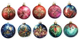 10 Stk. Weihnachtskugeln Sticker, Set 2, ca. 5x6 cm
