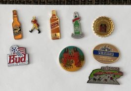 Diverse Sammlung von Bier- und Getränke-Pins – Raritäten!