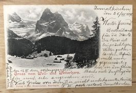 Postkarte "Gruss vom Well- und Wetterhorn"