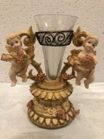 Figurine anges avec bougeoir en résine