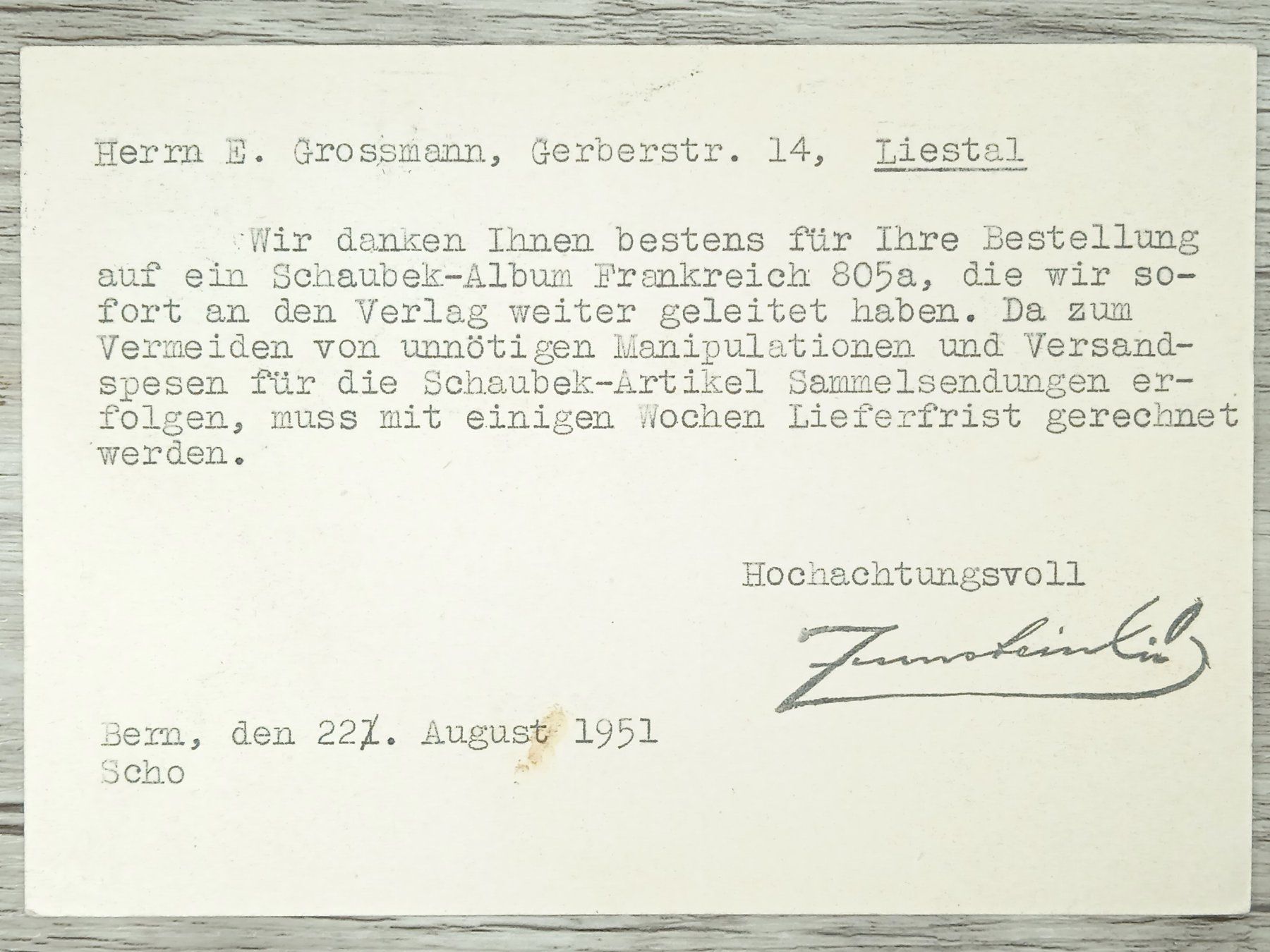 Alle Briefmarken: TR10 Carte Postale + Timbre Suisse 1951 – Gebraucht aus Cousset von Patrick_Collections 1