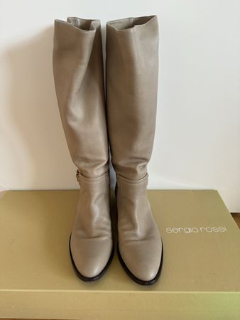 Bottes Sergio Rossi en cuir beige T 39.5